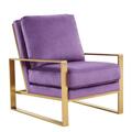 Kd Americana Jefferson Velvet Design Accent Armchair with Gold Frame, Purple KD3034451